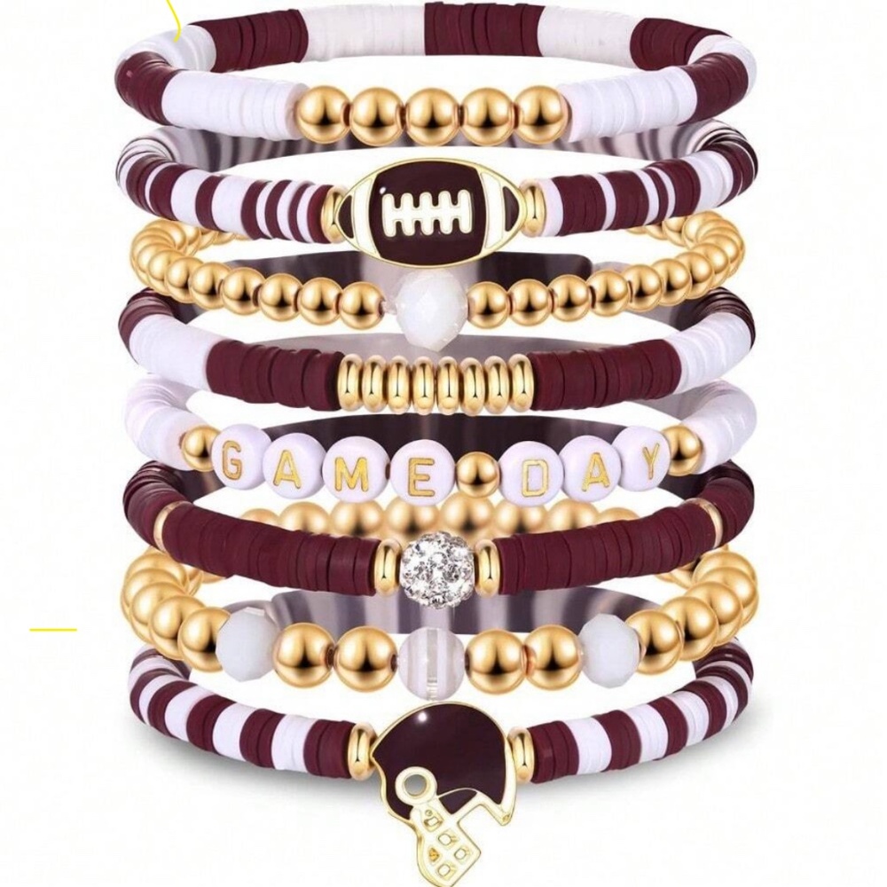 Game Day Bracelet Maroon/White/Gold